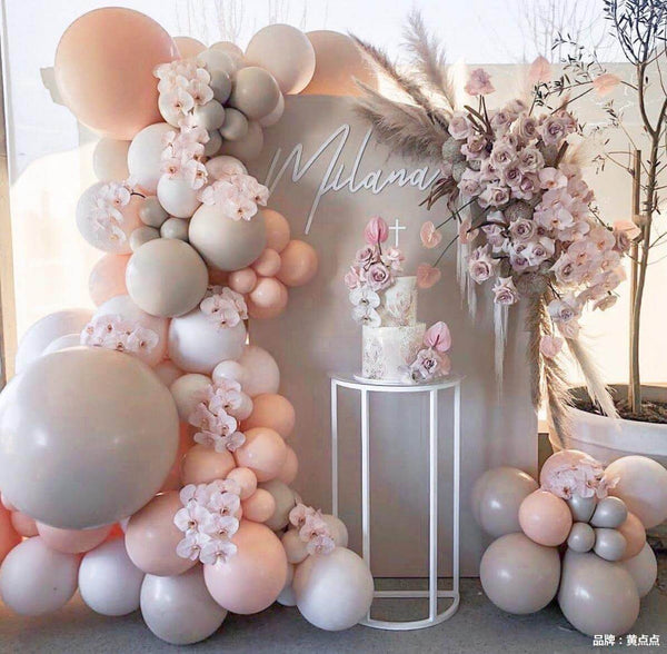 105pcs Morandi Macaron Grey and Pink Balloons Kit Baby Shower Birthday Party Wedding Decoration-ueventsupplies