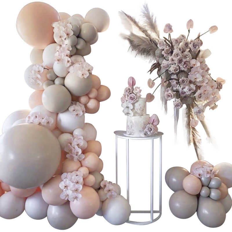 105pcs Morandi Macaron Grey and Pink Balloons Kit Baby Shower Birthday Party Wedding Decoration-ueventsupplies