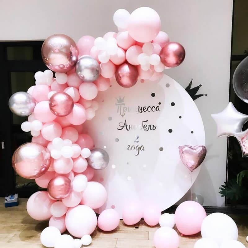 109pcs Macaron Powder Silver Balloon Kit Girls' Birthday Party Baby Shower Decoration-ueventsupplies