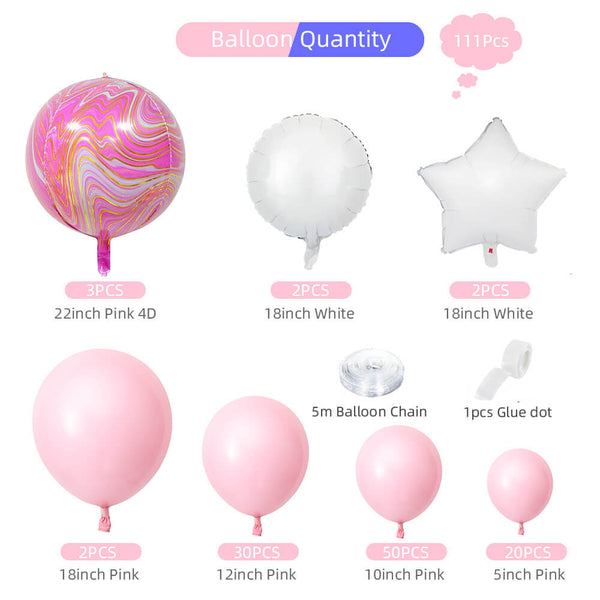 111pcs Pink Balloon Kit for Baby Shower Girl's Birthday Party Decoration-ueventsupplies