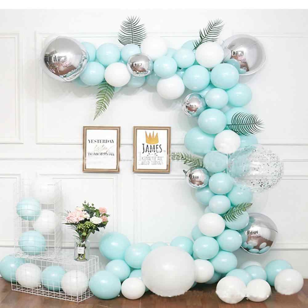 114PCS Macaron Blue Balloon with Palm Leaves Garland Kit for Birthday/Wedding/Baby Shower Party Decoration-ueventsupplies