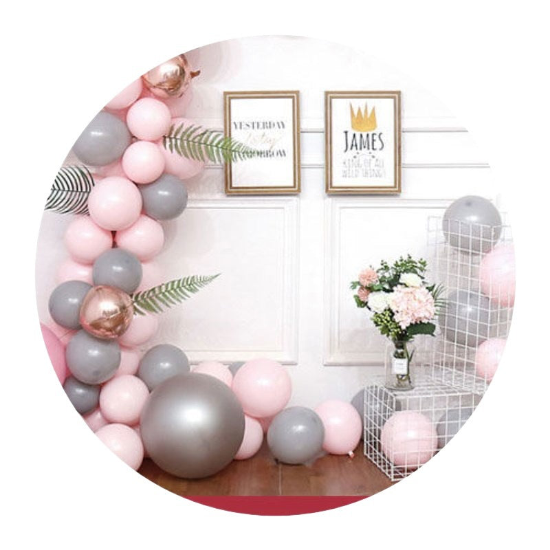 114PCS Macaron Gray Balloon with Palm Leaves Garland Kit for Birthday/Wedding/Baby Shower Party Decoration-ueventsupplies