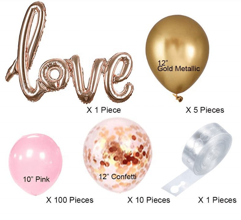 116pcs Rose Gold Love Aluminum Film Balloons Kit Wedding Birthday Party Decoration-ueventsupplies