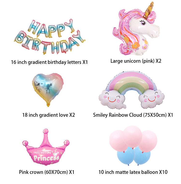 Gradient Pink Unicorn Balloon Kit for Birthday Party Unicorn Theme Party Decoration