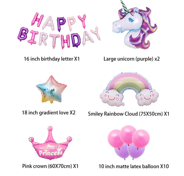 Purple Unicorn Balloon Kit for Birthday Party Unicorn Theme Party Decoration