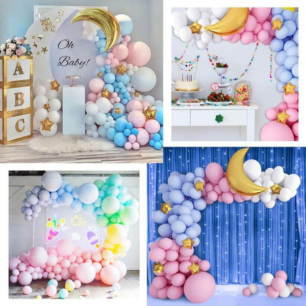 119pcs Blue-Pink-White Balloon Kit Gender Reveal, Baby Boy Or Girl 1st Birthday, House Warming Party Decoration-ueventsupplies