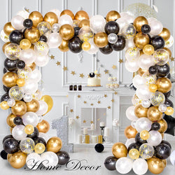 120 pcs Black and Gold Confetti White Balloon Arch Garland Kit - Balloon Kit for Birthday Party Decoration-ueventsupplies