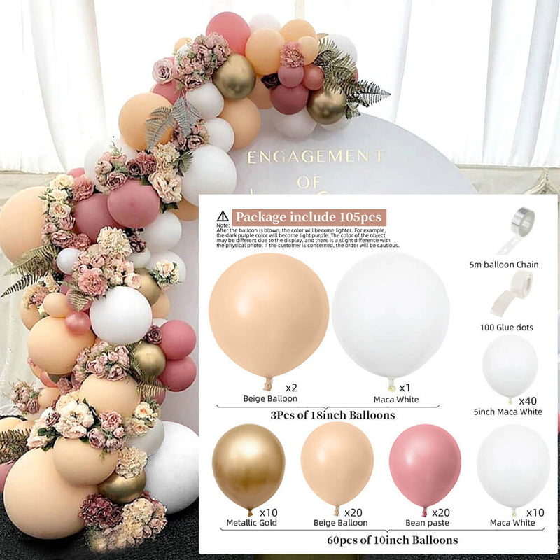 105pcs Skin Pink Orange Macaron Balloon Kit Wedding Birthday Party Decor-ueventsupplies