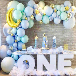 136pcs Tiffany Blue Gold Pastel Balloons Garland Arch Kit for Birthday/Wedding/Baby Shower Party Decoration-ueventsupplies