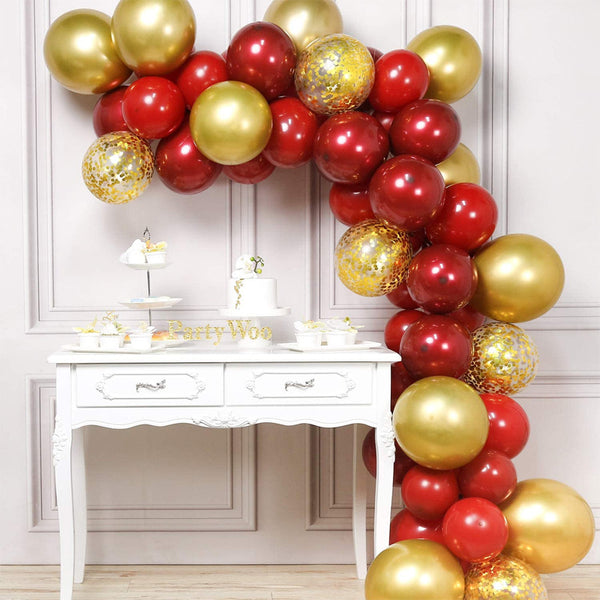 Red and Gold Balloon Kit for Wedding Bridal Shower Valentine Day Party Decoration