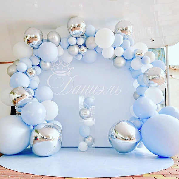 144Pcs Macaron Blue Balloon Kit for Birthday/Wedding/Baby Shower Party Decoration-ueventsupplies