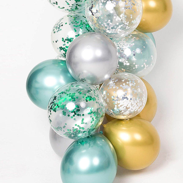 50pcs Green Gold Silver Metallic Balloons Garland Arch Kit for Jungle Theme Party Decor Baby Shower Birthday Decoration-ueventsupplies