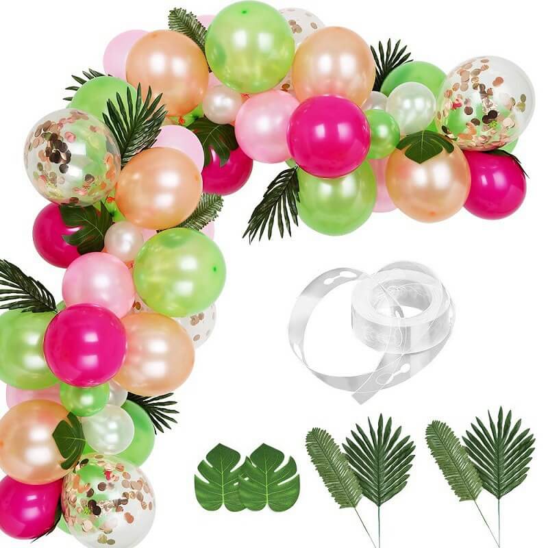 83pcs Tropical Plam Leave Balloons Garland Kit Wild One Birthday Decoration Jungle Theme Party Decor-ueventsupplies