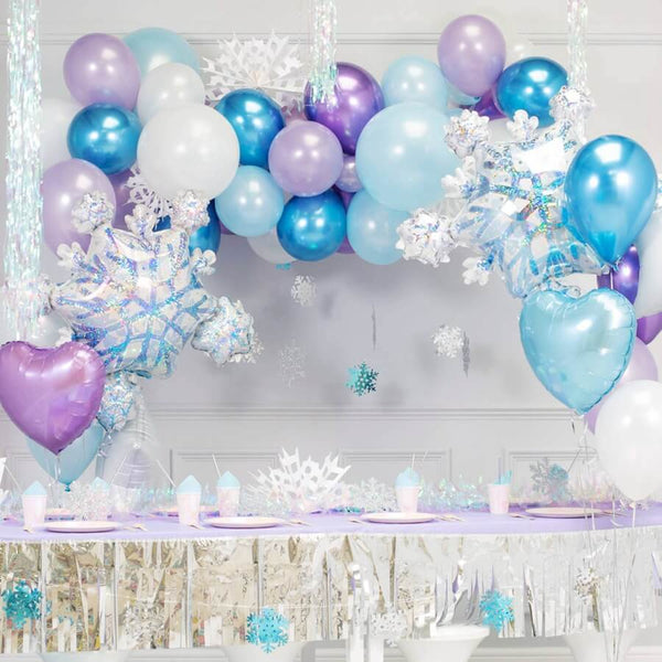 97pcs Frozen Theme Snowflake Balloons Kit Girls Birthday Party Decor-ueventsupplies