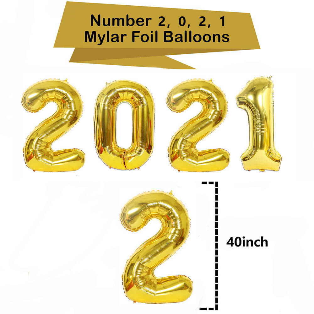 Black Gold Aluminum Film Balloon with Paper Flowers Kit 2021 Graduation Festival Party Decoration-ueventsupplies