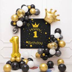 Black and Gold Balloon Backdrop Kit for Boys Birthday Party Decoration