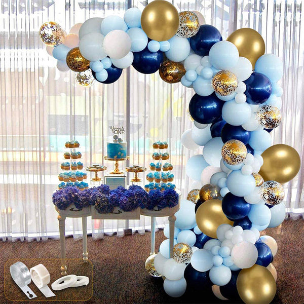 Blue and Gold Garland Balloon Kit for Birthday/Baby Shower Decoration