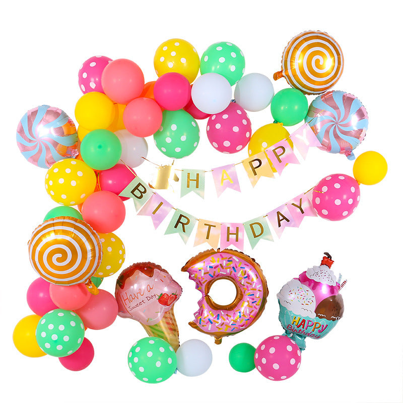 Sweet Donut Balloons Kits Girls Birthday Balloons Decor At Home