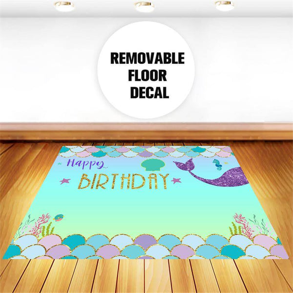 Mermaid Theme Removable Floor Decal for Baby Shower Birthday Party Decor