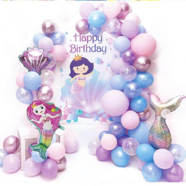 Mermaid Theme Kids Birthday Party Decoration Set with Backdrop
