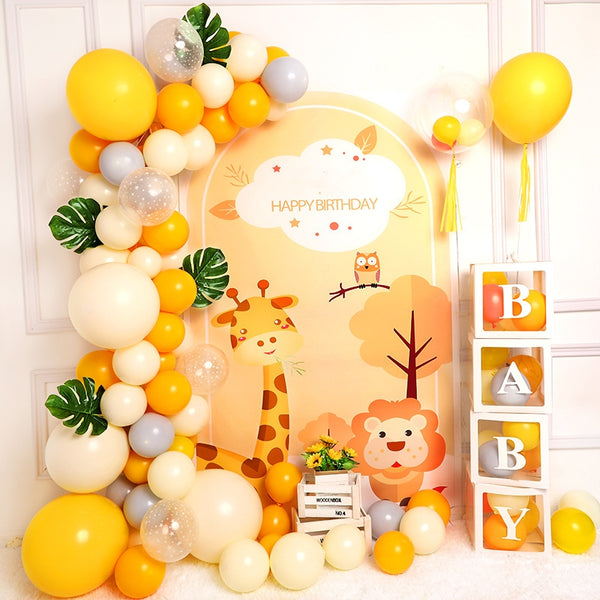 Little Lion Balloon+Backdrop Kit for 1st Birthday Decoration