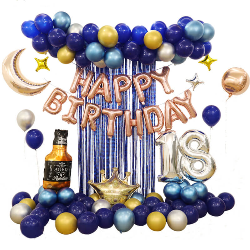 Royal Blue Balloon Kit for Boy's First Birthday 16th Birthday Party Decoration