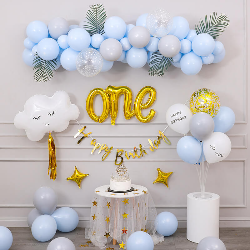 Sky Blue Balloon Kit for Kid's First Birthday Party & Baby Shower Decoration