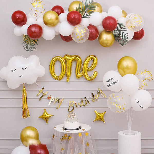 Red & White Balloon Kit for Girl's First Birthday Party & Baby Shower Decoration