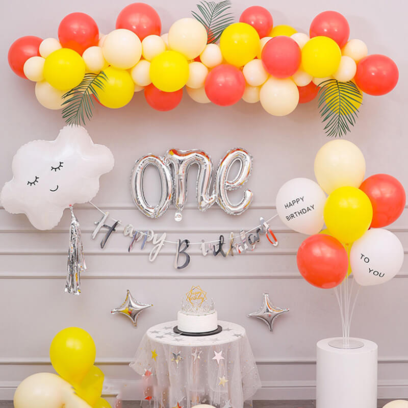Red & Yellow Balloon Kit for Girl's First Birthday Party & Baby Shower Decoration