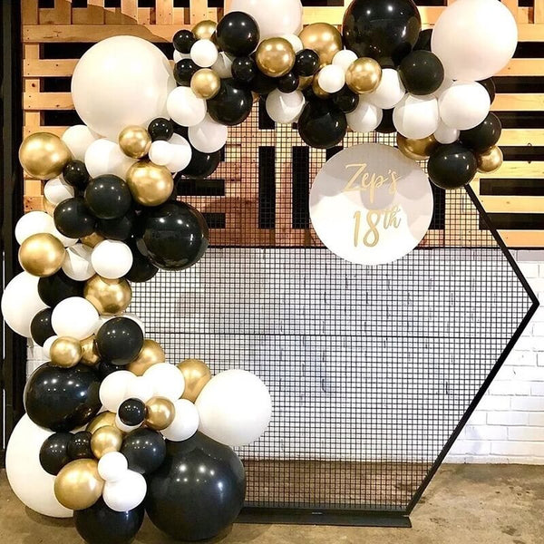 132pcs Gold Black White Balloon Arch Garland Kit - Balloon Kit for Wedding Birthday Baby Shower Decorations-ueventsupplies