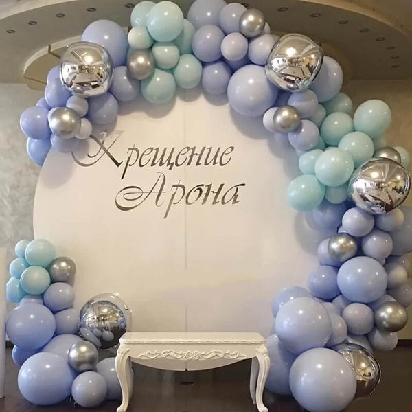 125pcs Macaron with Silver Balloon Arch Garland Kit - Balloon Kit for Wedding Birthday Baby Shower Decorations-ueventsupplies