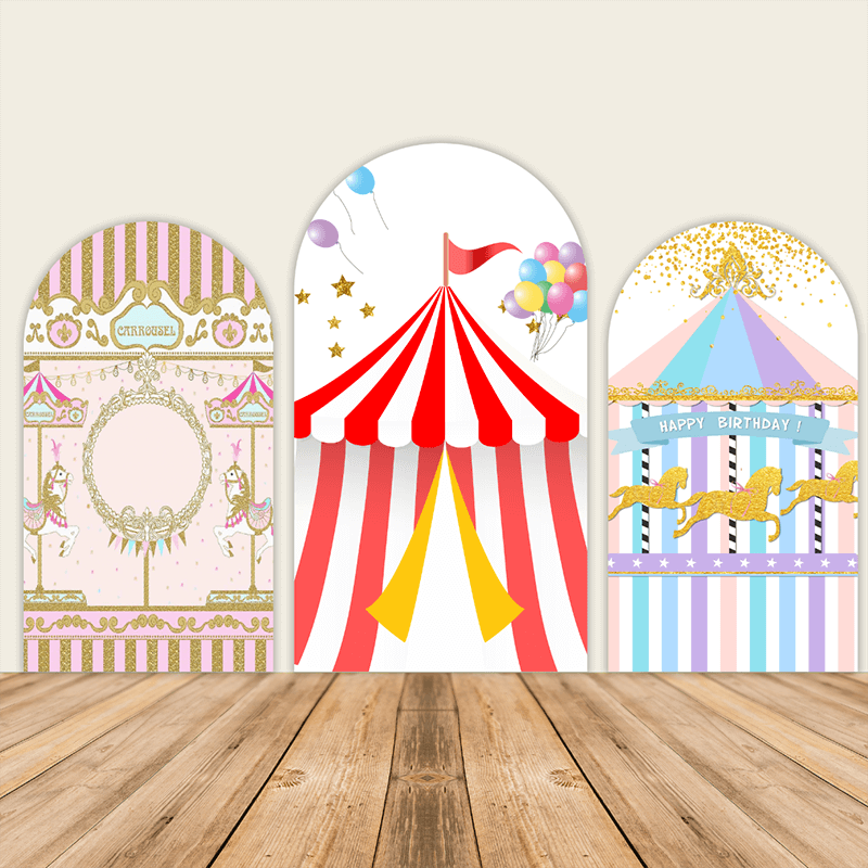 Circus Theme Birthday Party Decoration Chiara Backdrop Arched Wall Covers-ueventsupplies