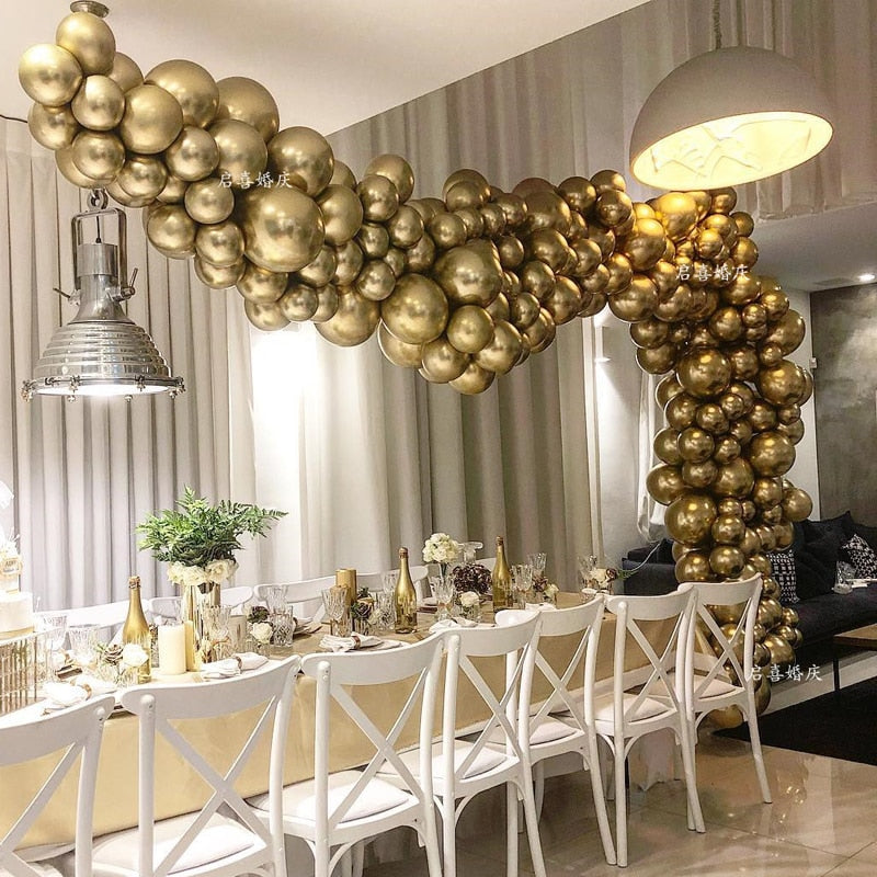 200pcs 10inch Metal Balloon Golden Balloon Arch Wedding Supplies Party Decor Globos-ueventsupplies