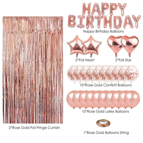 Rose Gold Balloon Fringe Curtain Kit Girl's Birthday Party Decoration Sweet 16 Birthday Decor-ueventsupplies