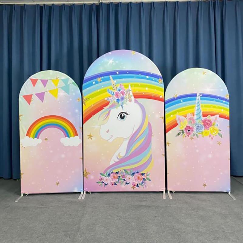Unicorn Theme Birthday Party Decoration Chiara Backdrop Arched Wall Covers-ueventsupplies