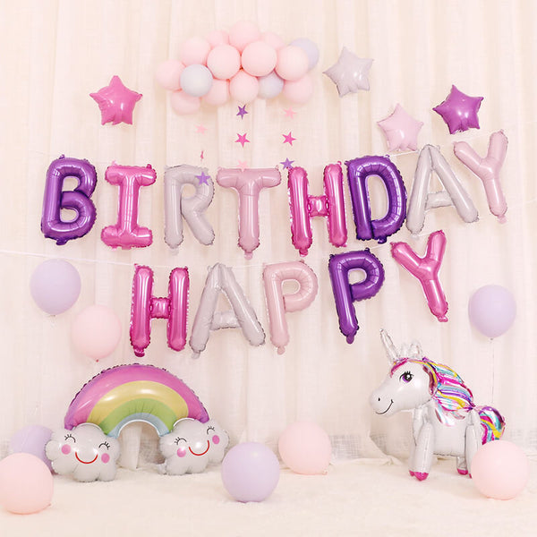 Unicorn HAPPY BIRTHDAY Balloon Kit for Girls' Birthday Party Decoration